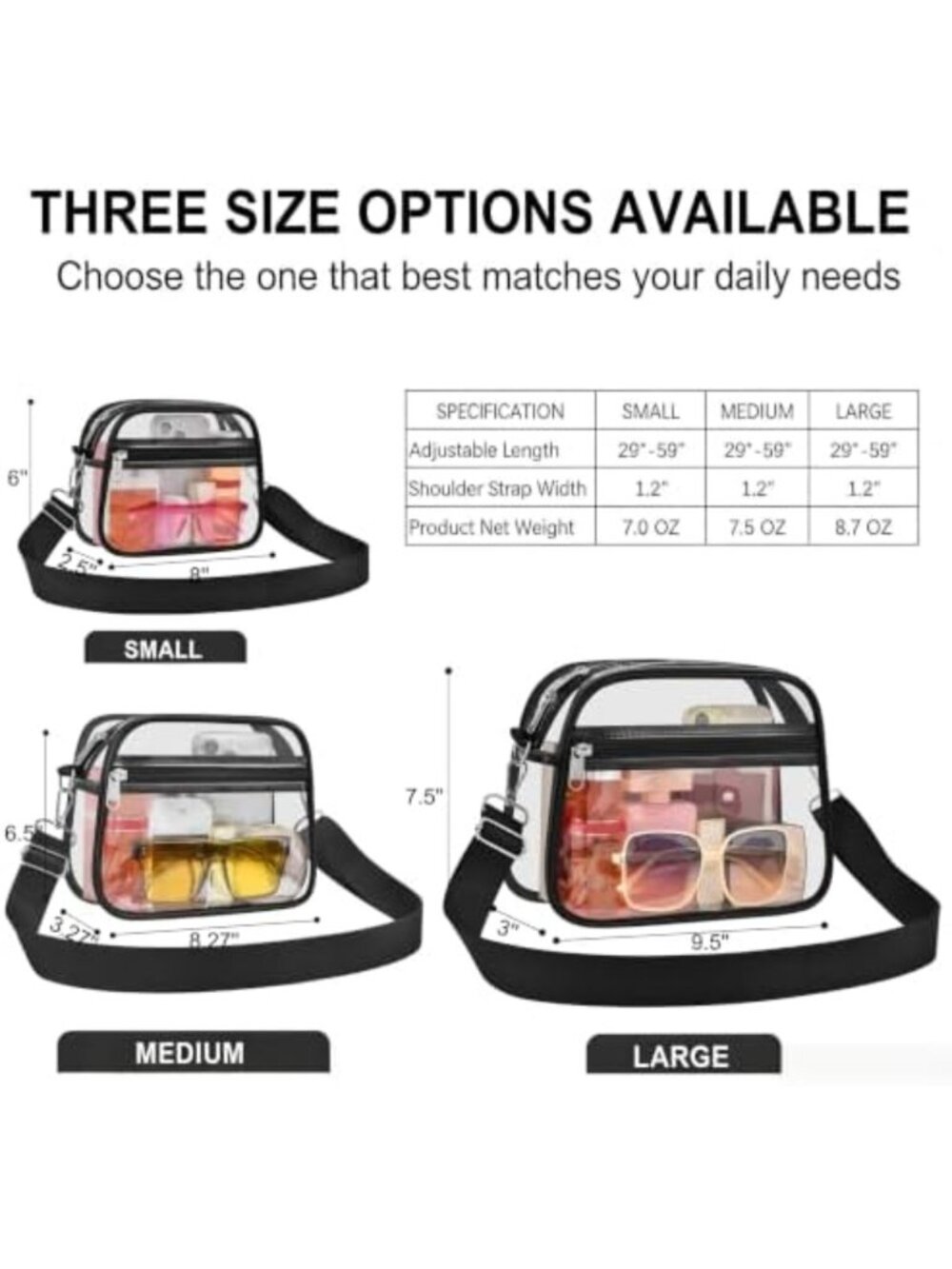 Clear Stadium Bag for Events | Transparent Sports Fan Handbag & Purse - Picture 2 of 6